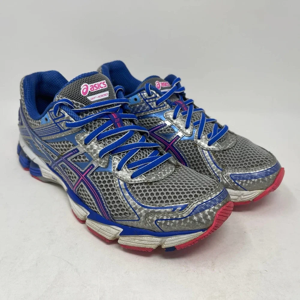 ASICS GT-1000 Run Shoe Women's 8 1/2 Silver Blue T3R5N 927:J.7.8